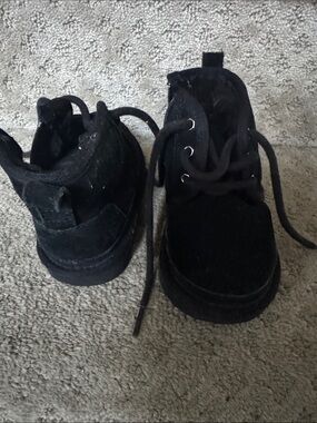 UGG Kids Black Suede Lace-Up Ankle Boots